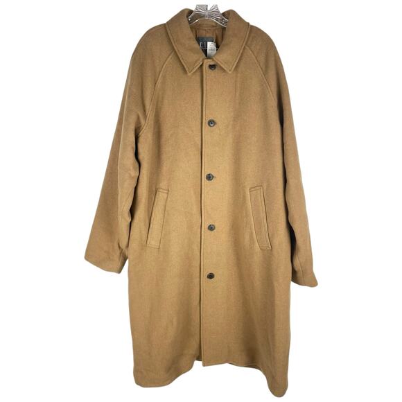 Gap Oversized Wool Blend Single Breasted Long Top Coat Camel Tan Size XL - Picture 5 of 13